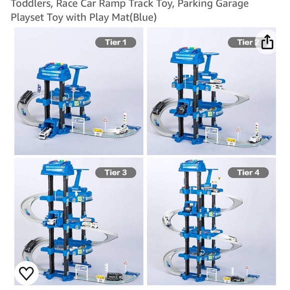 UNIH Kids Garage Toy Set, Toy Vehicle Garage for Toddlers. Blue / grey - Picture 6 of 8